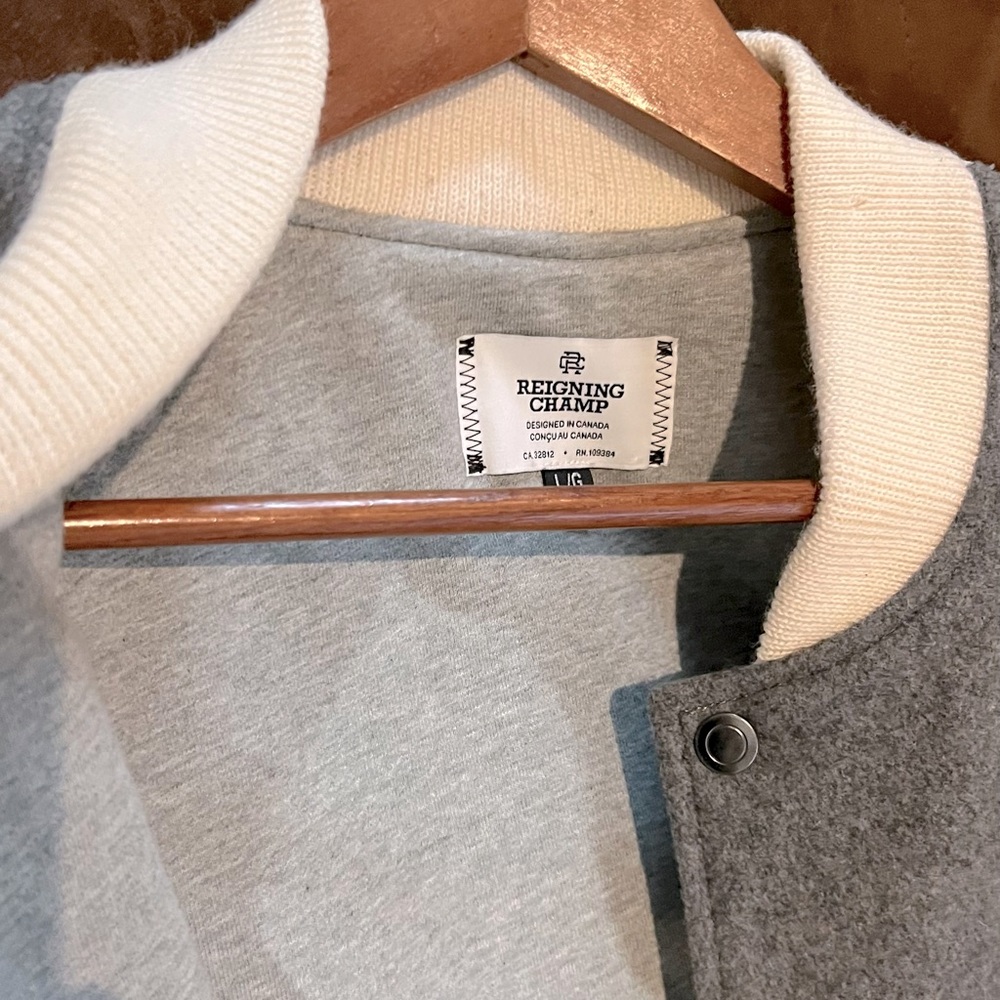 Reigning Champ leather Varsity Jacket